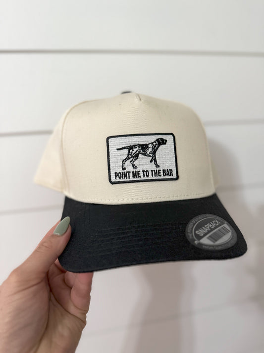 Point Me To The Bar - Black Vintage Trucker Hat